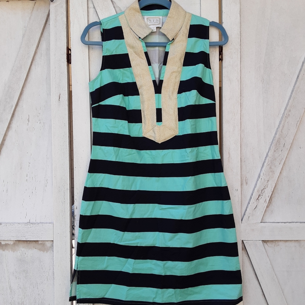 NWOT Sail To Sable Mint green and black stripe dress size S.